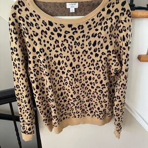 J. Crew Teddie Leopard Print Sweater • Beige/Brown • Size L